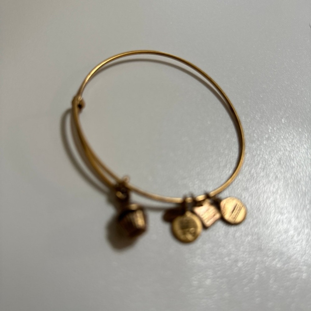 Alex and Ani Cupcake charm Gold Bangle with Adjustable Charm Design